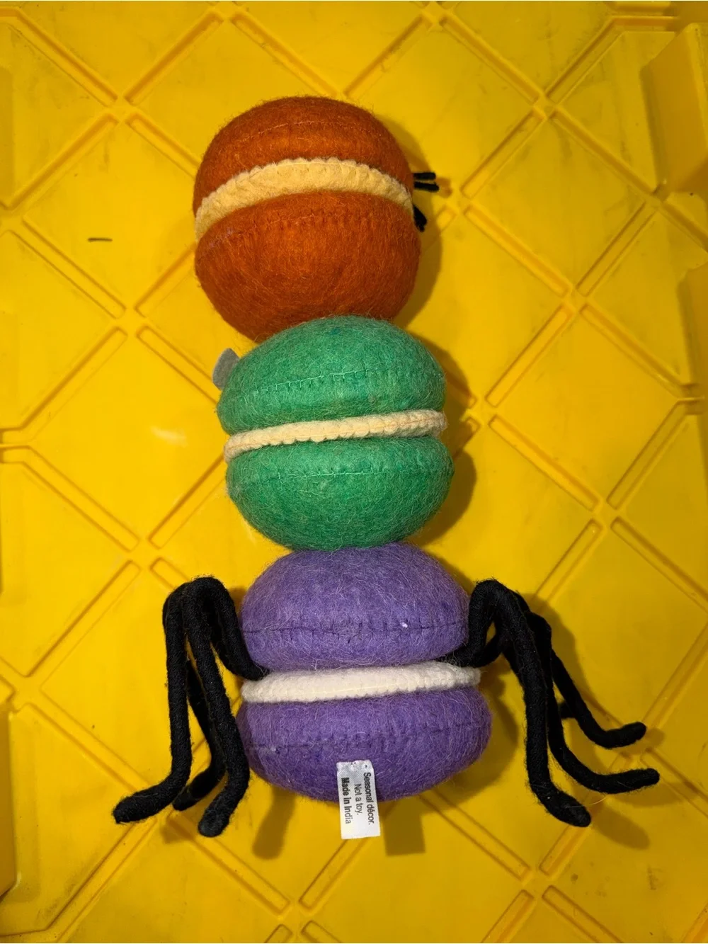Stackable felt Macaron Spider Trio - Orange, Green & Purple